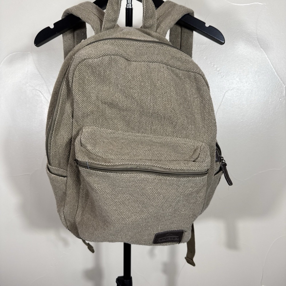 Portage Travel Gear Olive Canvas Backpack With Brown Leather Accents Multiple Co